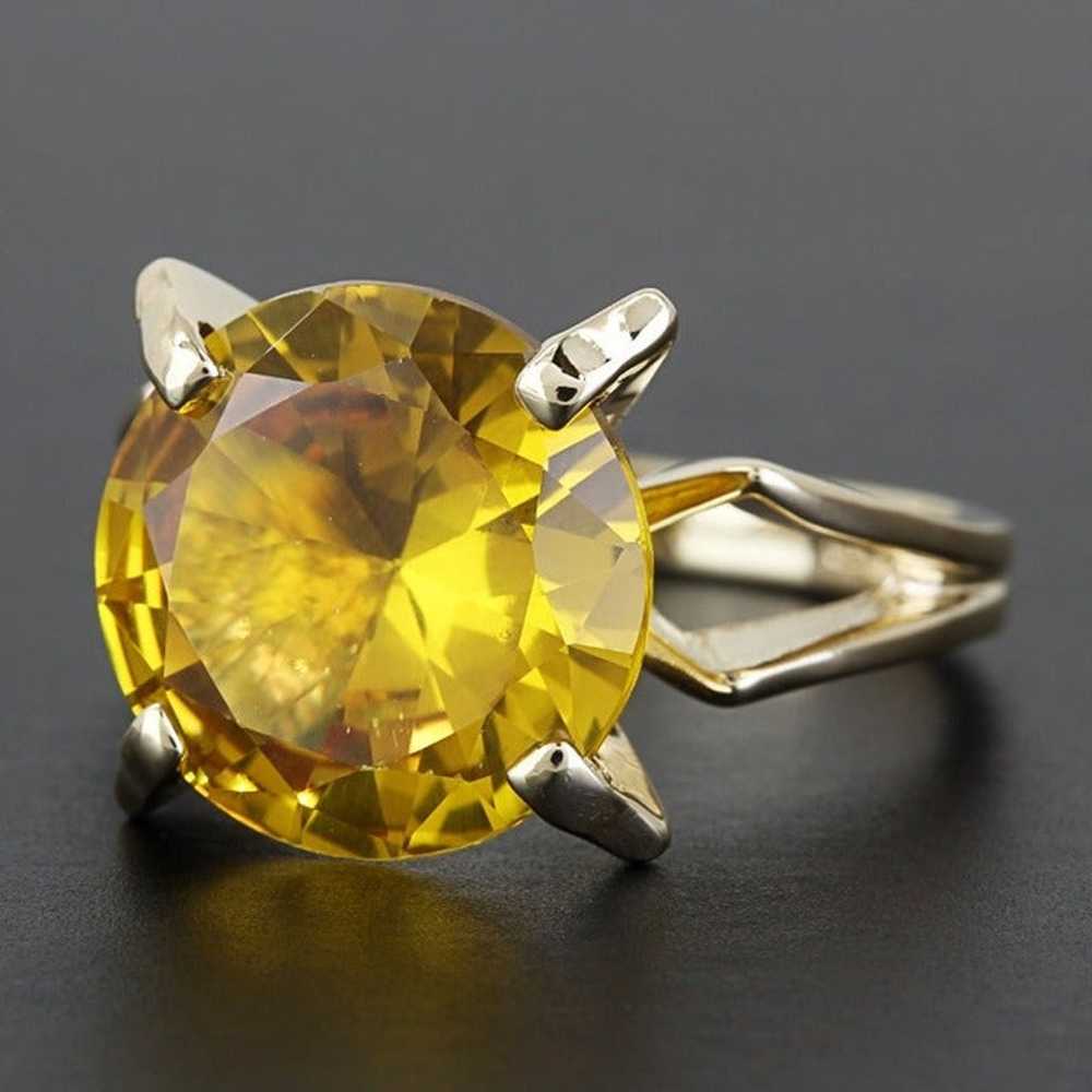 Vintage 10k Yellow Gold Citrine Gemstone Solitair… - image 5