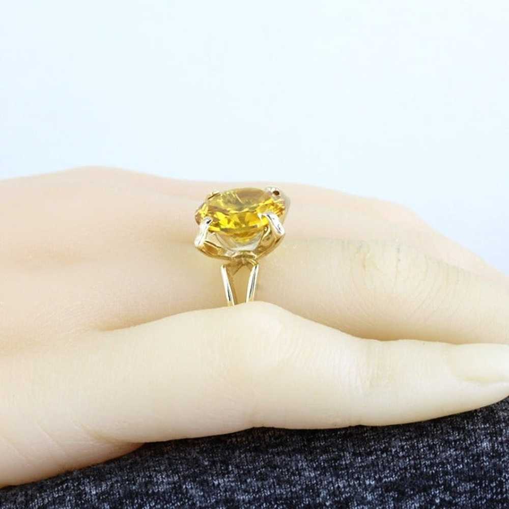 Vintage 10k Yellow Gold Citrine Gemstone Solitair… - image 6