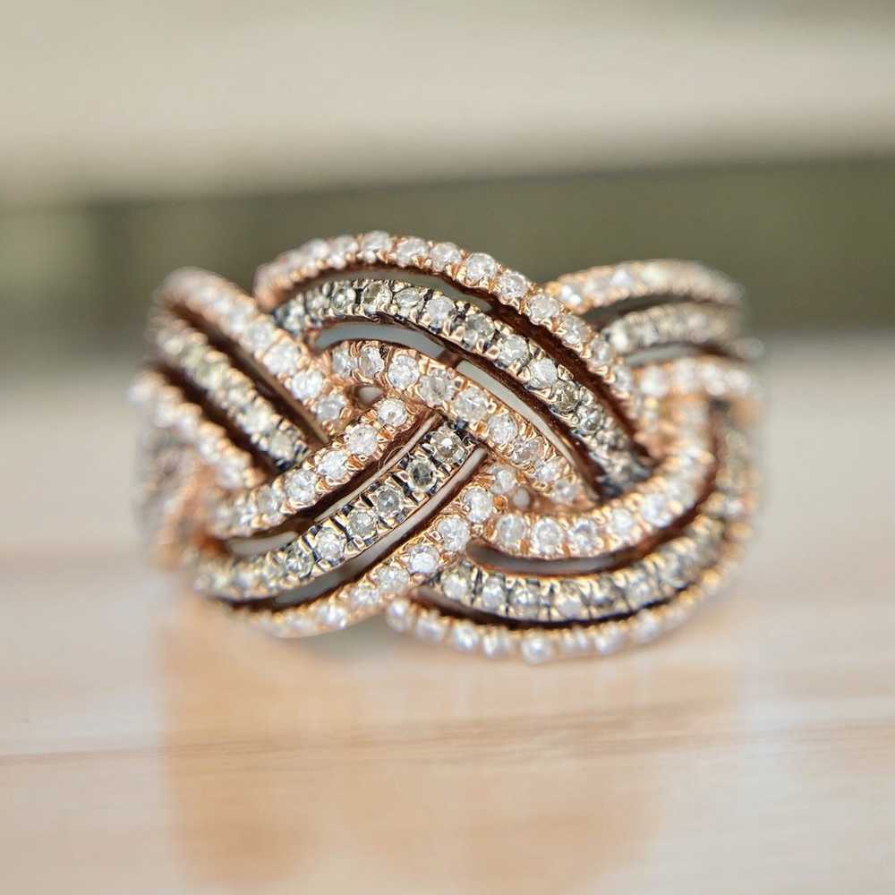 Vintage 10k Rose Gold Natural Fancy Brown Diamond… - image 1