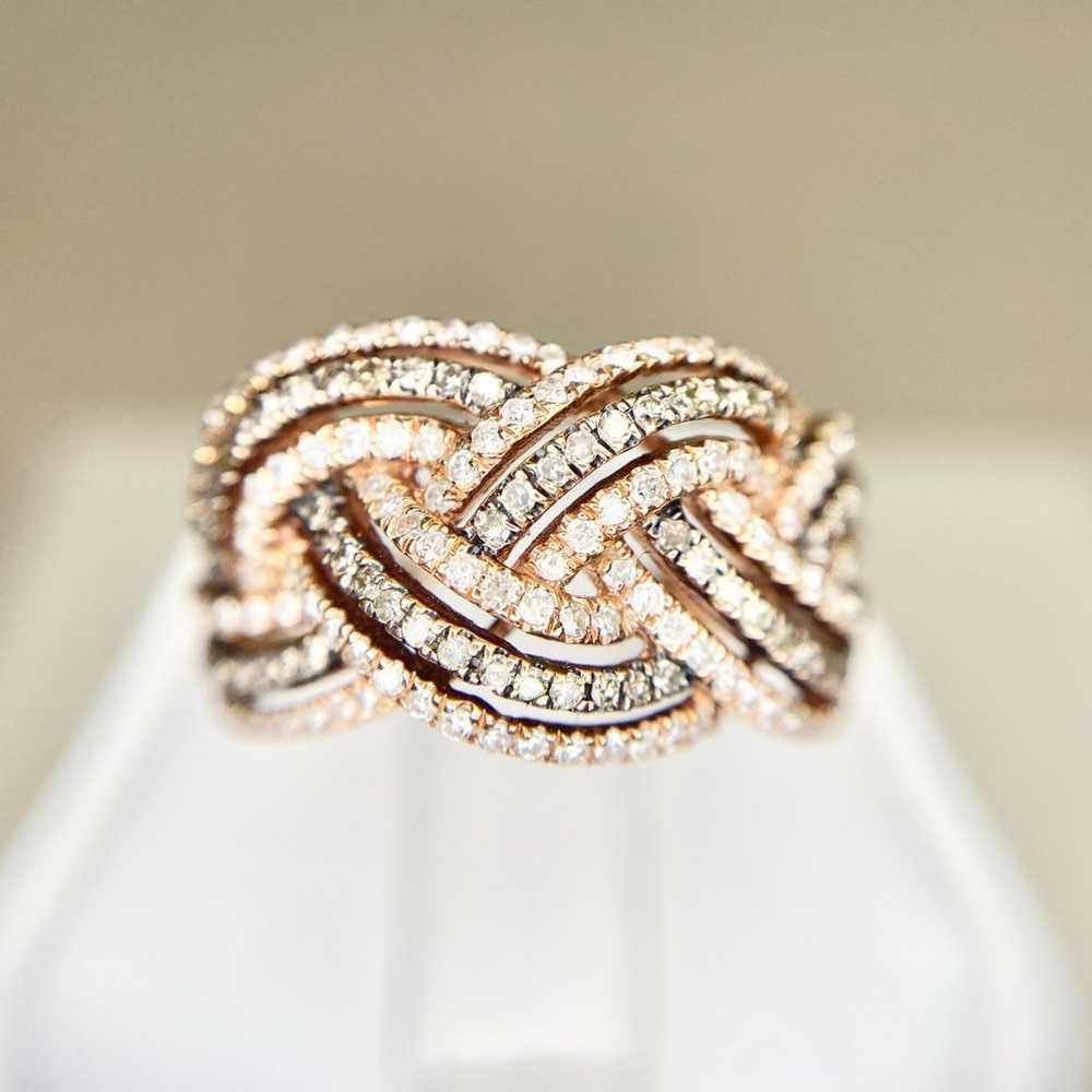 Vintage 10k Rose Gold Natural Fancy Brown Diamond… - image 3