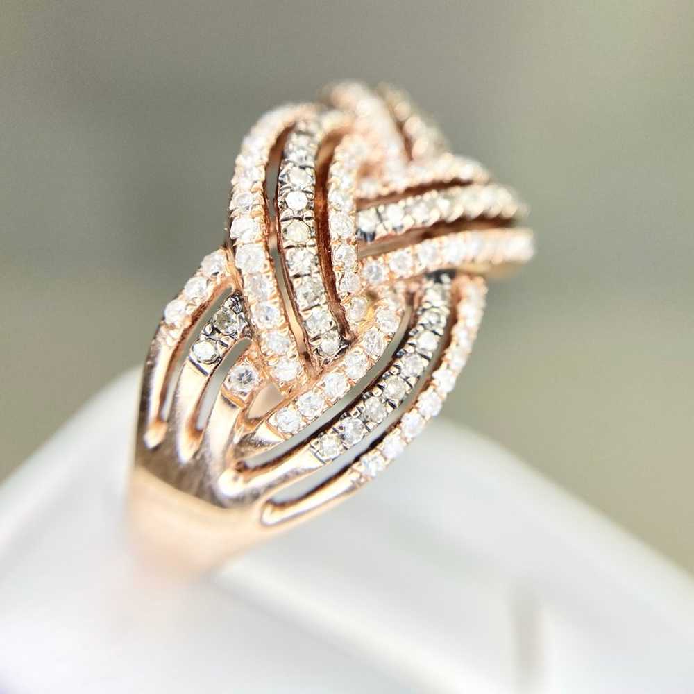 Vintage 10k Rose Gold Natural Fancy Brown Diamond… - image 4