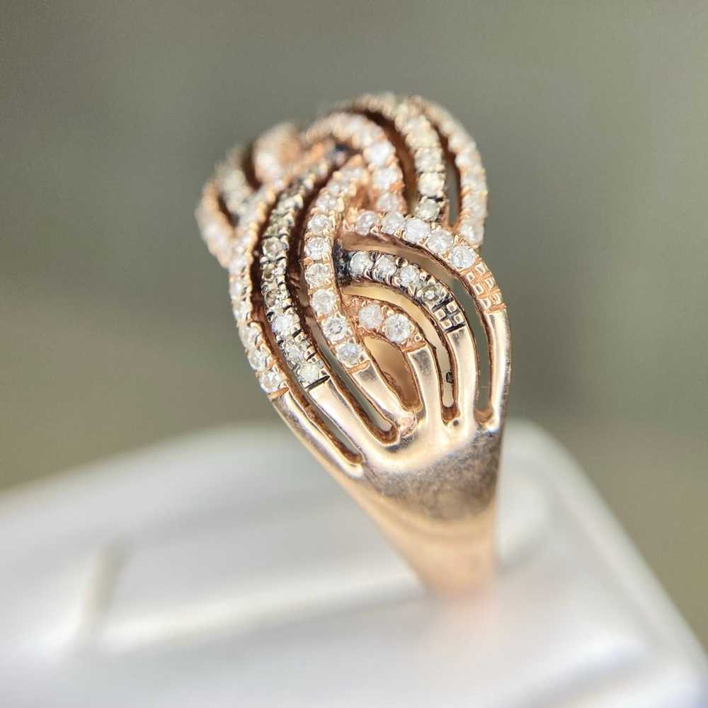 Vintage 10k Rose Gold Natural Fancy Brown Diamond… - image 5