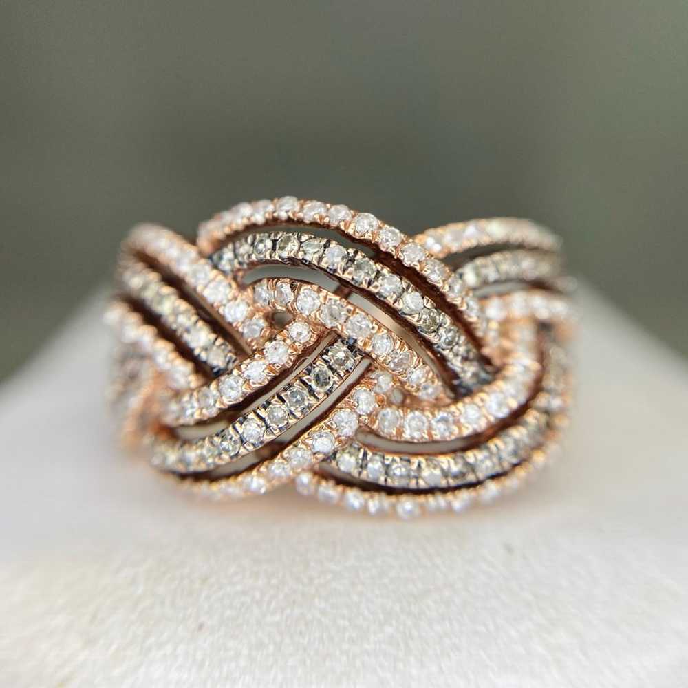 Vintage 10k Rose Gold Natural Fancy Brown Diamond… - image 8