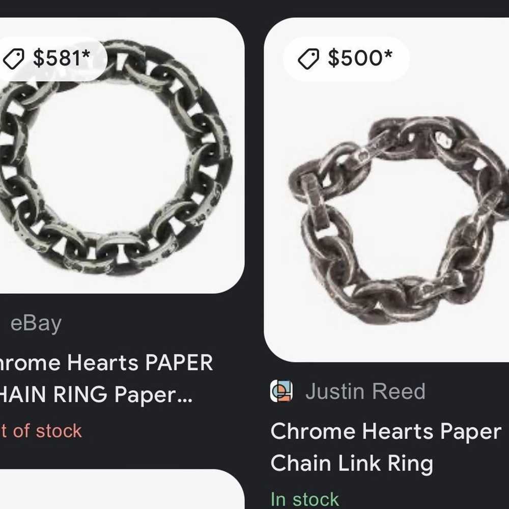 Chrome Hearts Sterling Silver Paper Chain Link Ri… - image 7