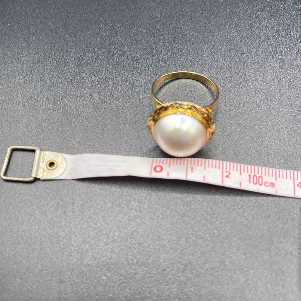 Vintage large pearl ring 14k gold marked 585 - image 4