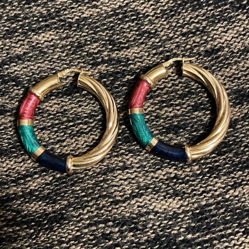 Vintage Unoaerre 14K Gold Hoop Earrings - image 1