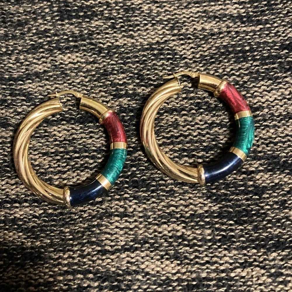 Vintage Unoaerre 14K Gold Hoop Earrings - image 2