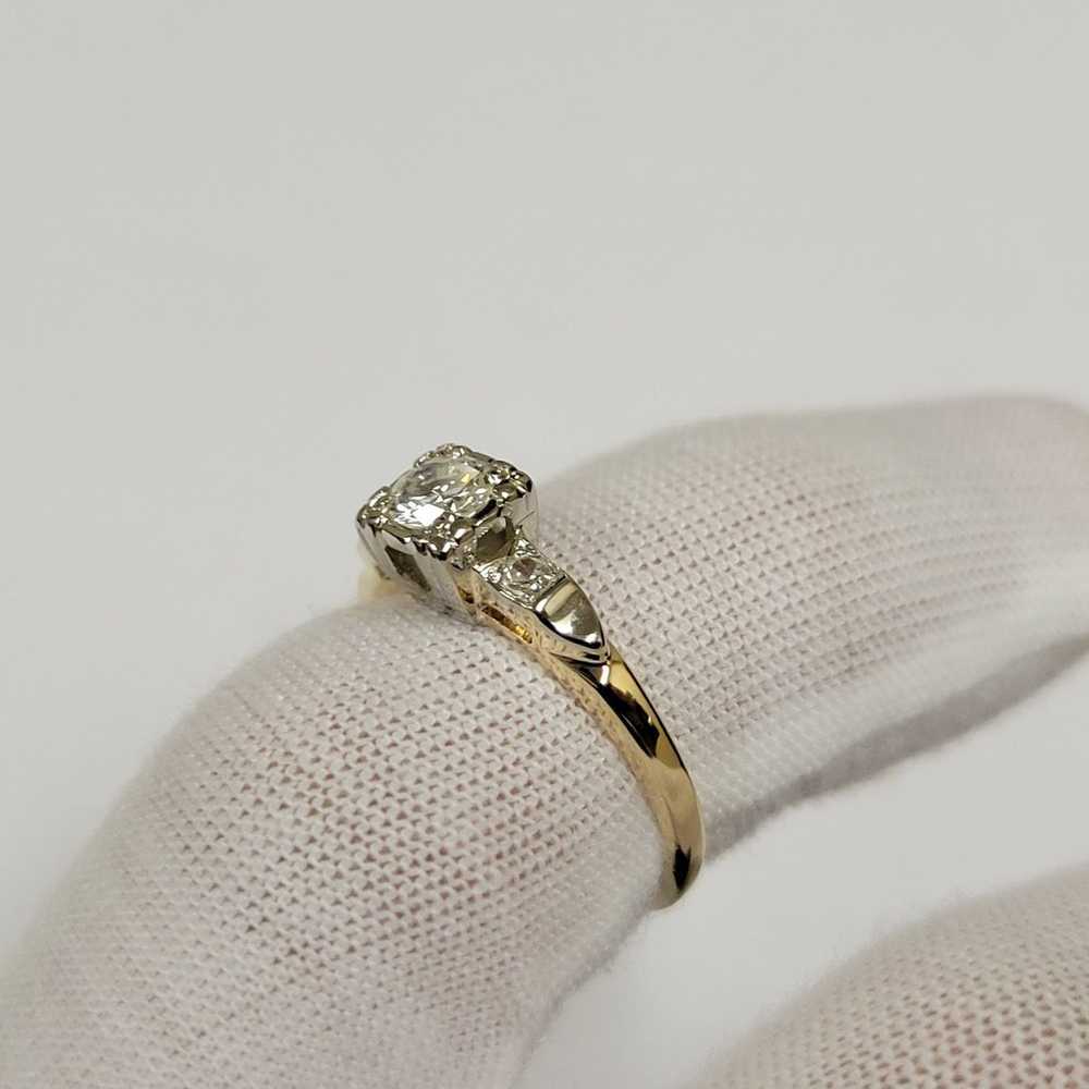 14k Vintage Two Tone Gold 3 Round  Diamonds Ladie… - image 10