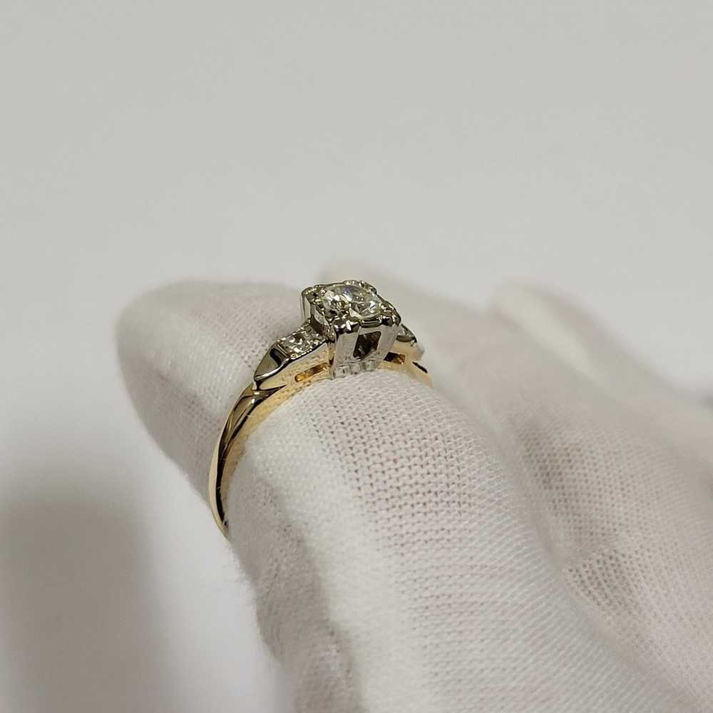 14k Vintage Two Tone Gold 3 Round  Diamonds Ladie… - image 11