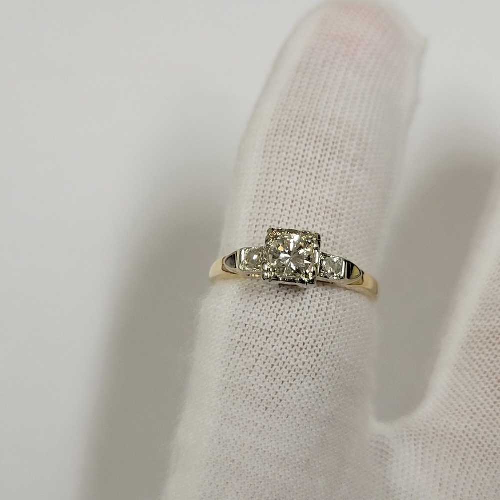 14k Vintage Two Tone Gold 3 Round  Diamonds Ladie… - image 9