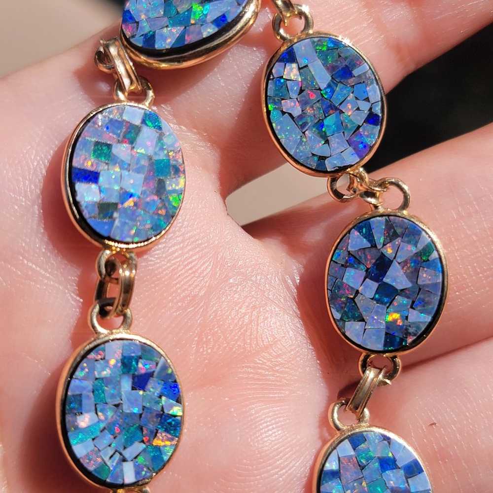 14k Yellow Gold Opal Mosaic Bracelet - image 2