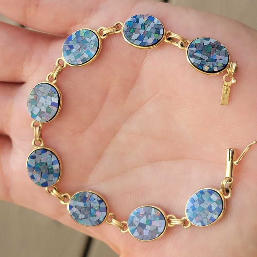 14k Yellow Gold Opal Mosaic Bracelet - image 6