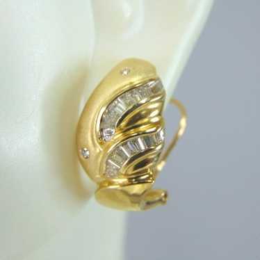 Pr of Womens Vintage Estate 14K Gold Diamond Earri