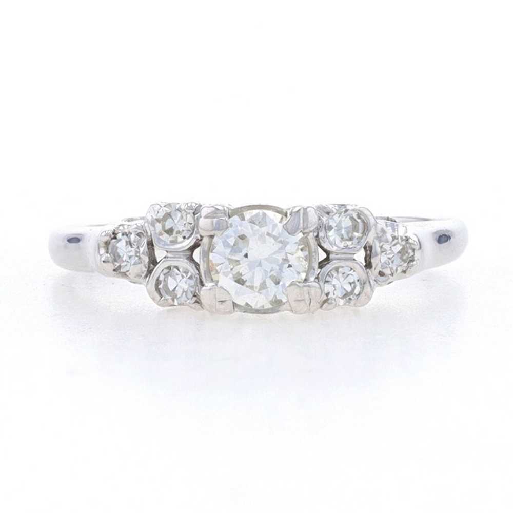 White Gold Diamond Engagement Ring - 14k Round Br… - image 1