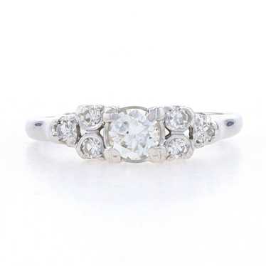 White Gold Diamond Engagement Ring - 14k Round Br… - image 1