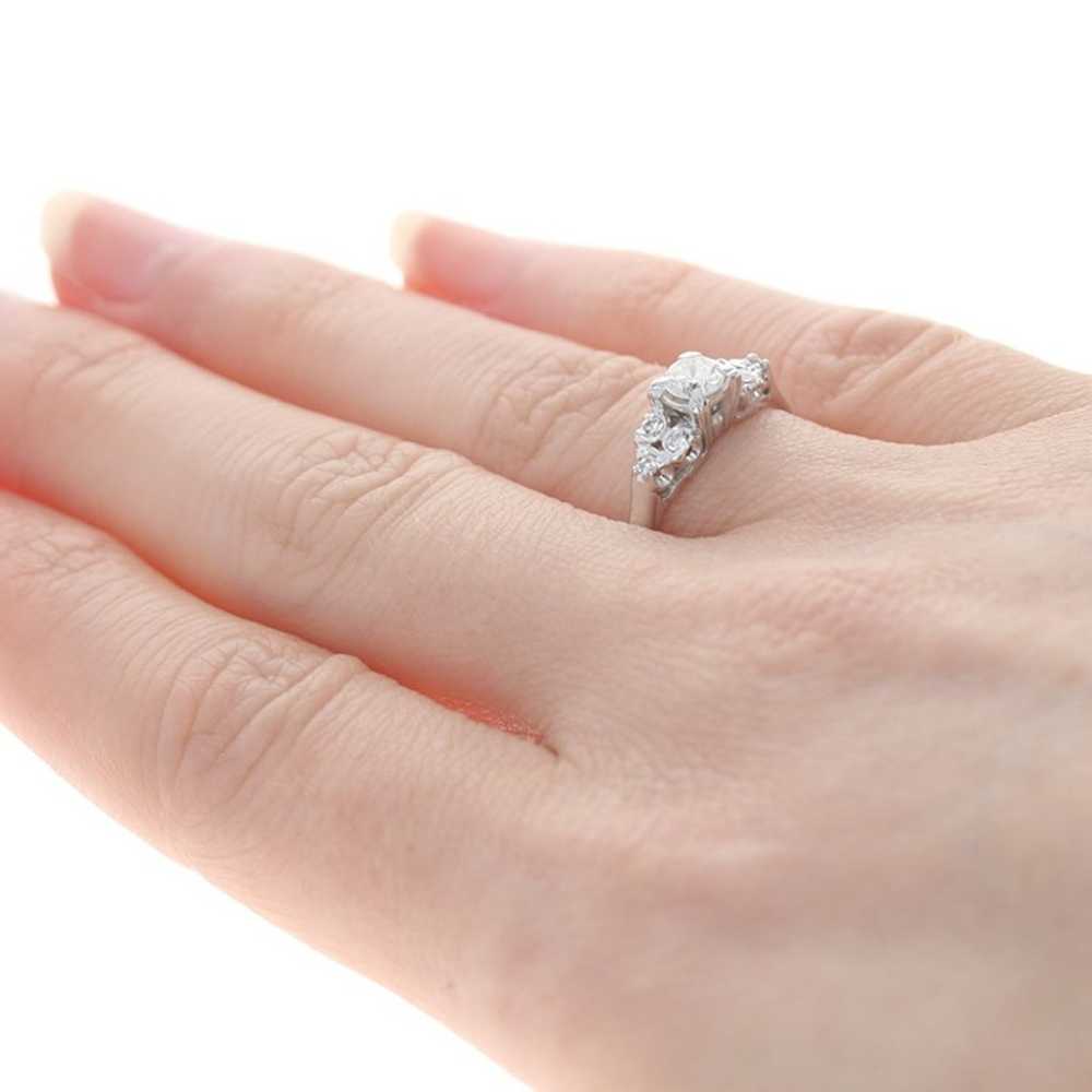 White Gold Diamond Engagement Ring - 14k Round Br… - image 4