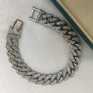 Cuban 14K White Gold Diamond Chunky Necklace