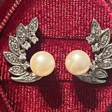 14k white gold vintage earrings