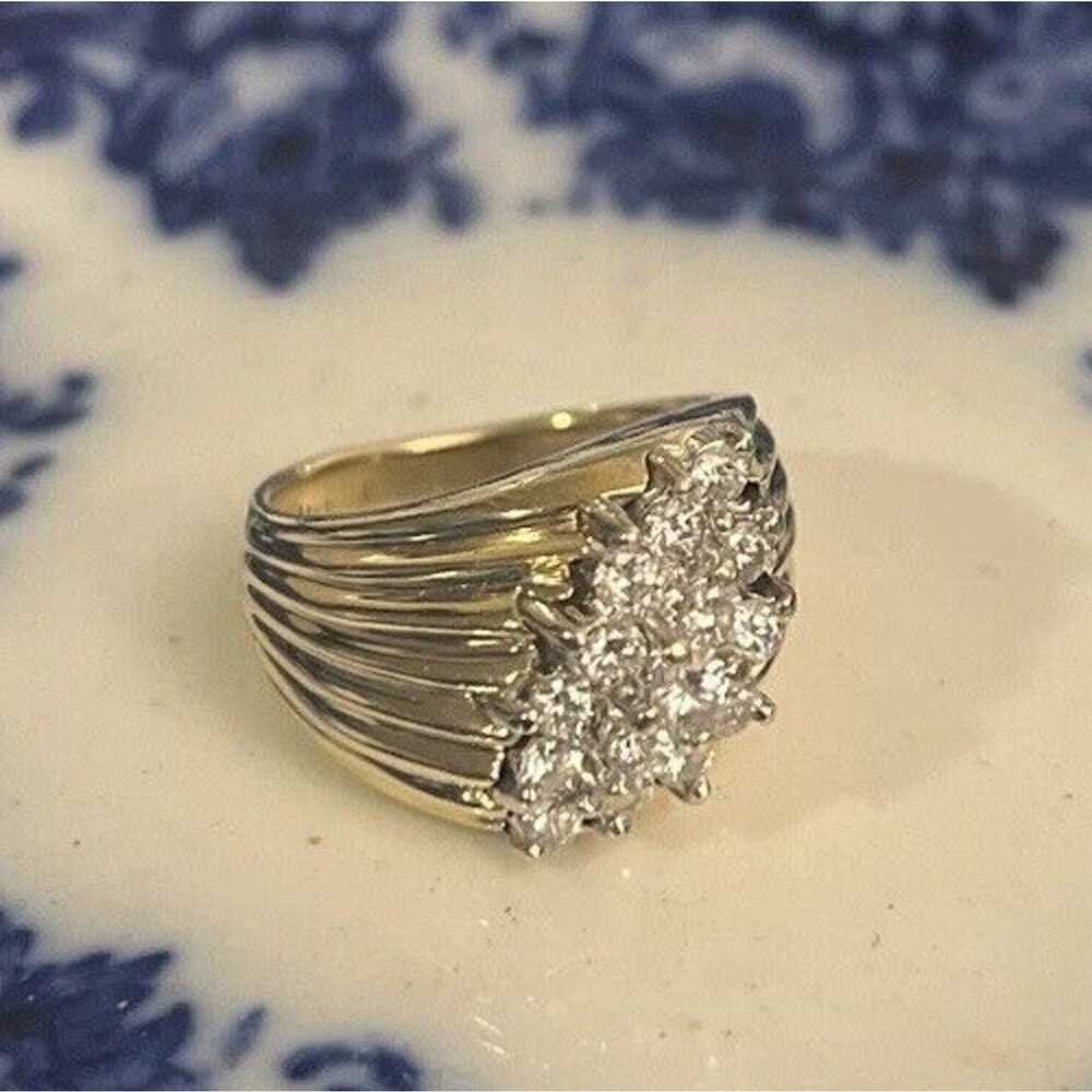 Vintage Waterfall 15 Diamond Ring 14 K Gold Size … - image 1