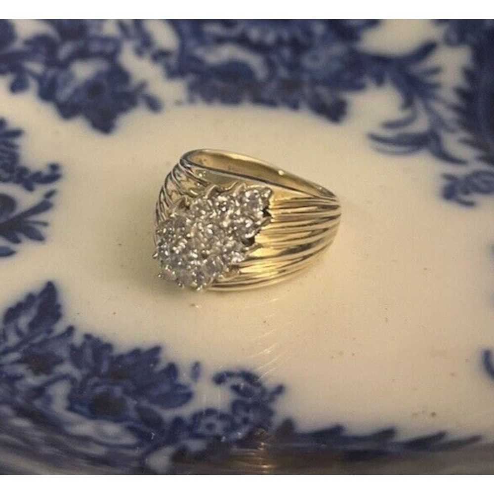 Vintage Waterfall 15 Diamond Ring 14 K Gold Size … - image 2