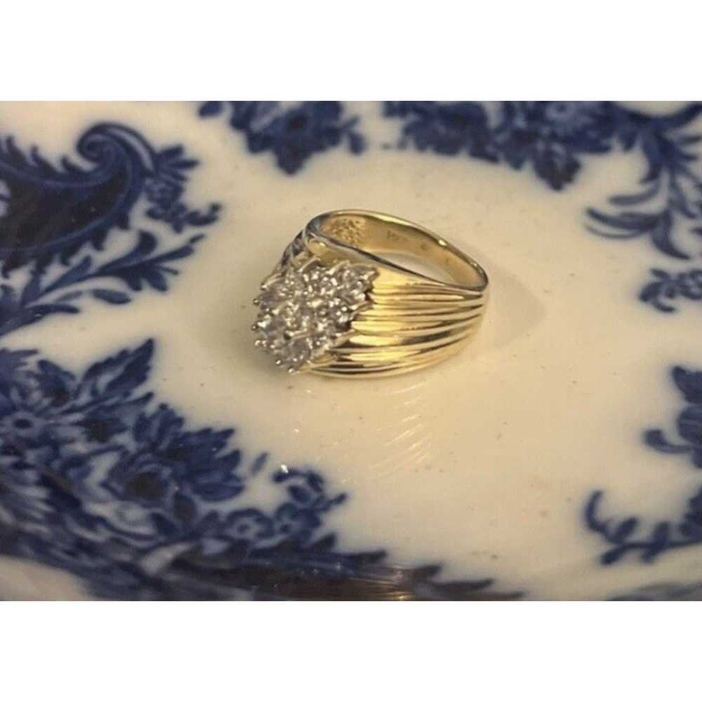 Vintage Waterfall 15 Diamond Ring 14 K Gold Size … - image 3