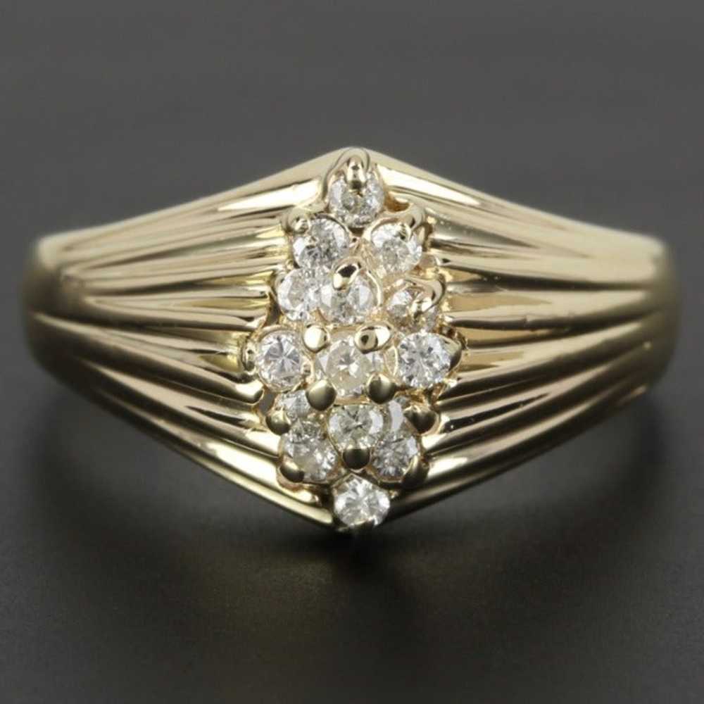 Vintage 14k Gold Diamond Waterfall Ring - image 1