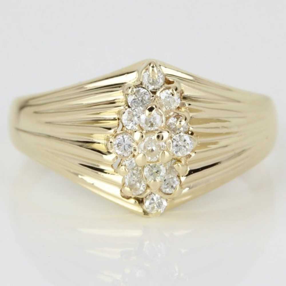 Vintage 14k Gold Diamond Waterfall Ring - image 2