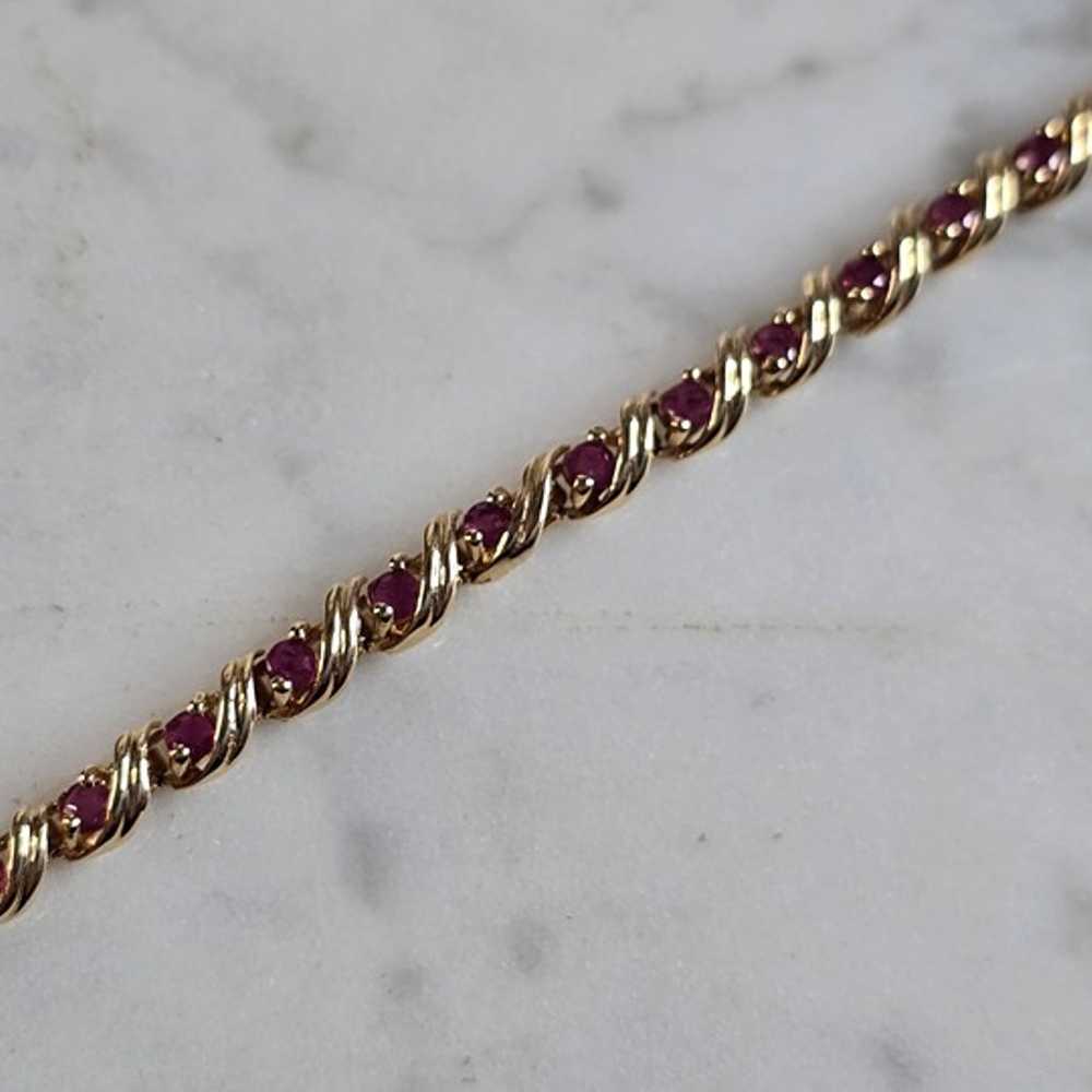 Womens Vintage Estate 14k Yellow Gold Ruby Tennis… - image 1