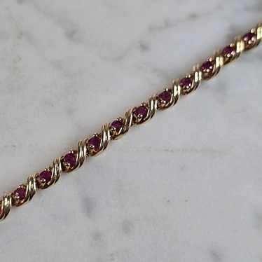 Womens Vintage Estate 14k Yellow Gold Ruby Tennis… - image 1