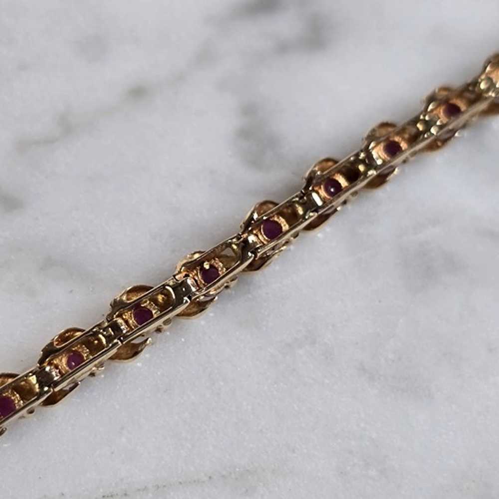 Womens Vintage Estate 14k Yellow Gold Ruby Tennis… - image 3