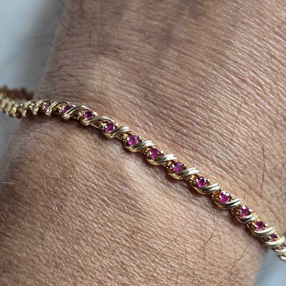 Womens Vintage Estate 14k Yellow Gold Ruby Tennis… - image 4