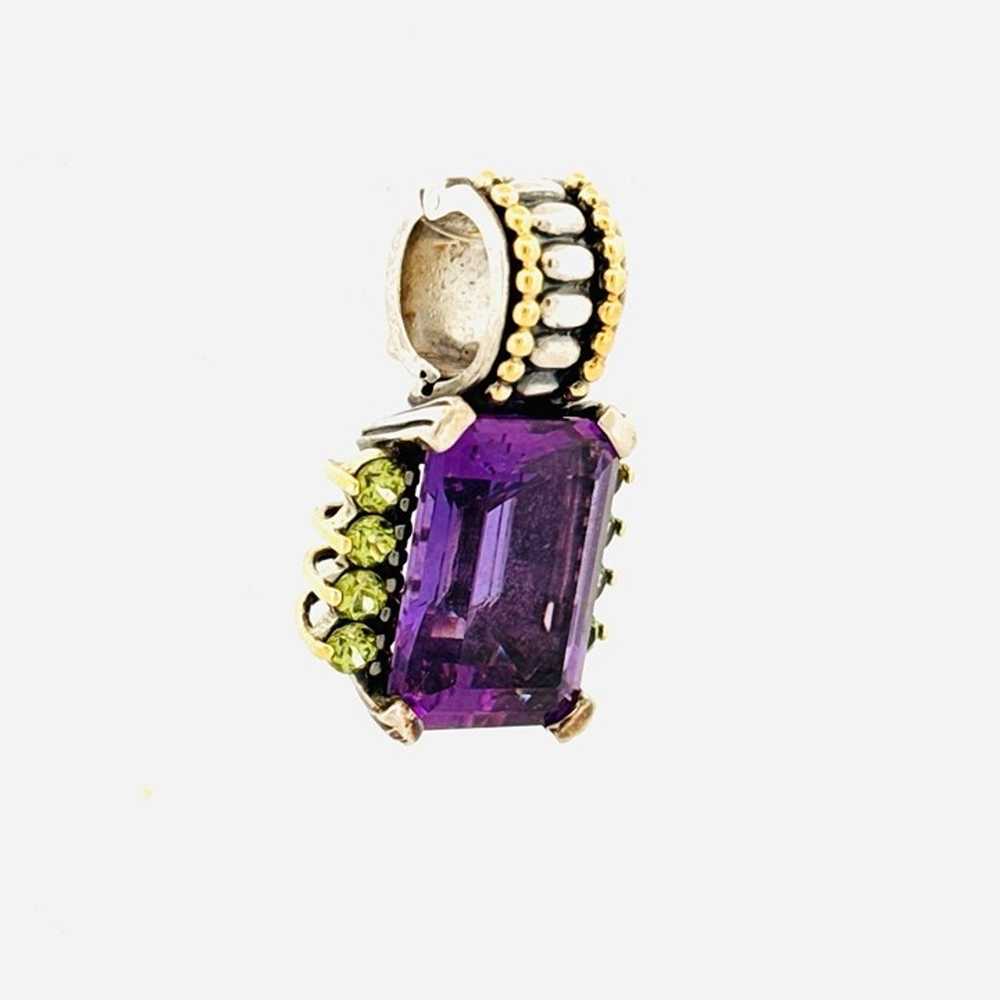 Vintage Lagos Caviar Amethyst & Peridot Pendant S… - image 2