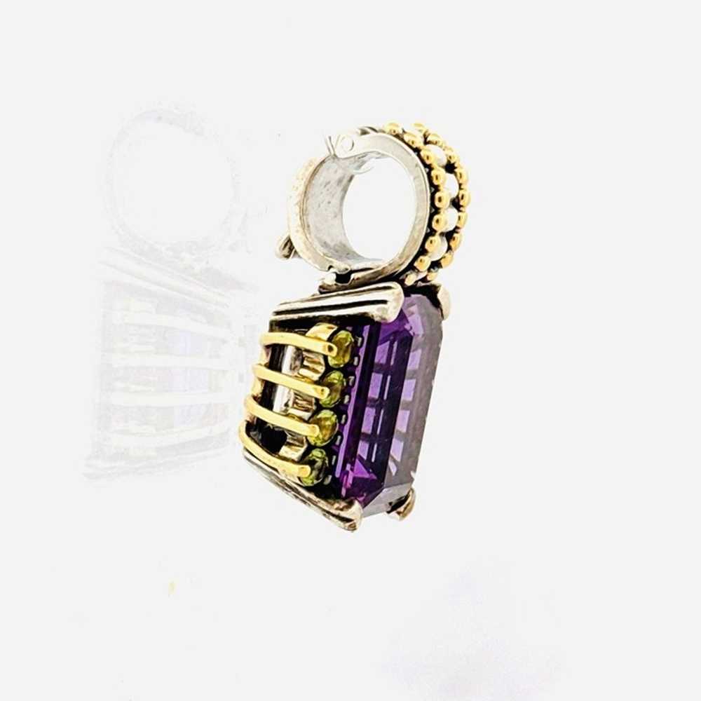 Vintage Lagos Caviar Amethyst & Peridot Pendant S… - image 3