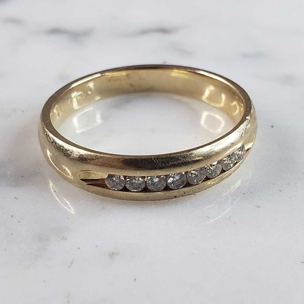 Mens Vintage Estate 14k Yellow Gold Diamond Ring … - image 4