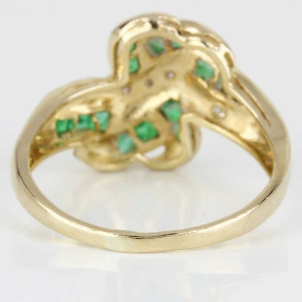 Vintage 14k Yellow Gold Ribbon Emerald and Diamon… - image 5