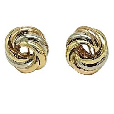 Tricolor vintage 14K gold earrings - image 1