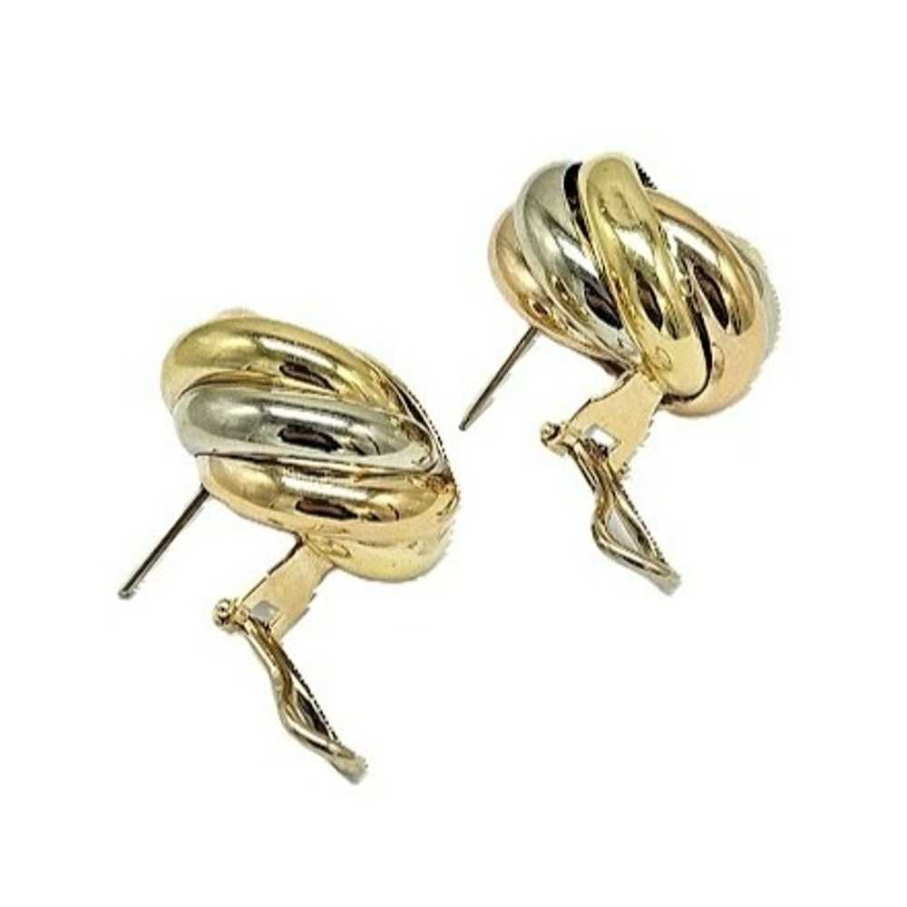 Tricolor vintage 14K gold earrings - image 4