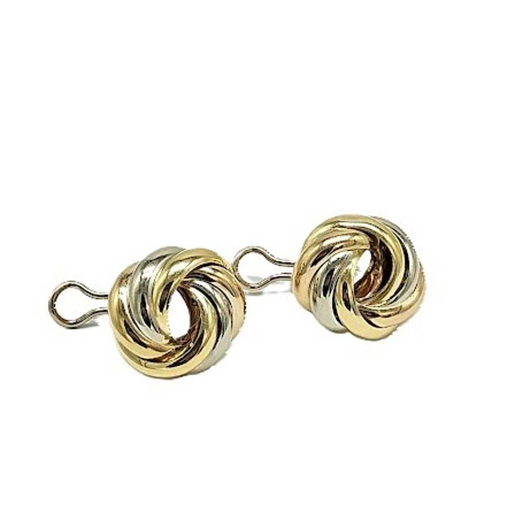 Tricolor vintage 14K gold earrings - image 5