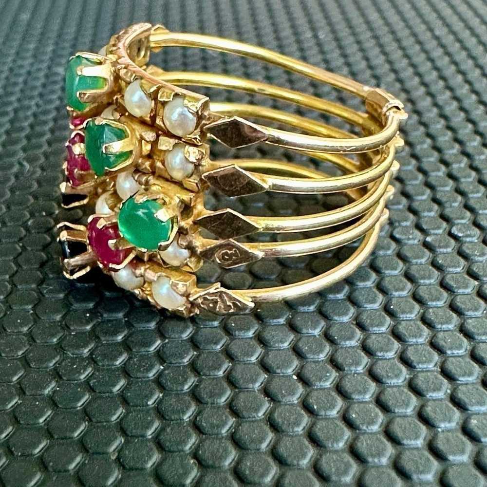 Victorian Rose Gold, Ruby, Sapphire, Emerald & Pe… - image 3