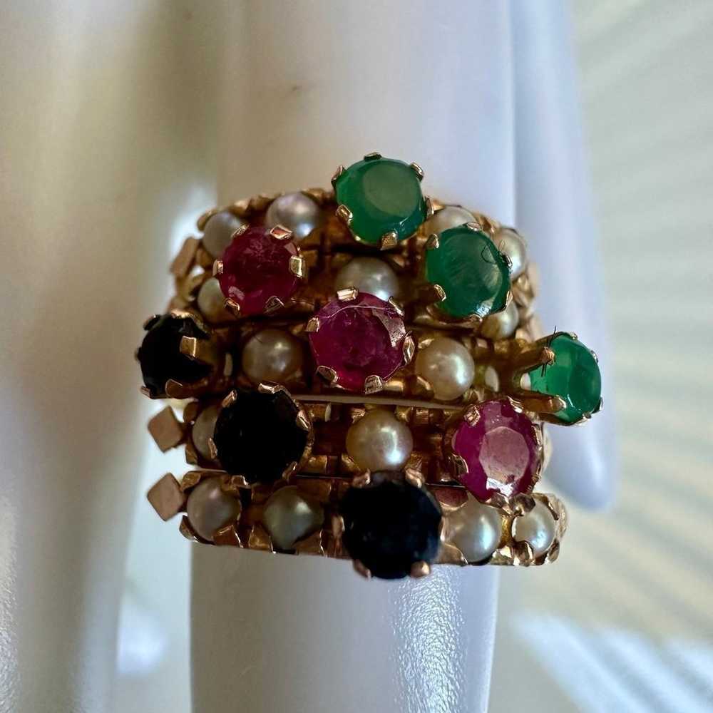 Victorian Rose Gold, Ruby, Sapphire, Emerald & Pe… - image 9