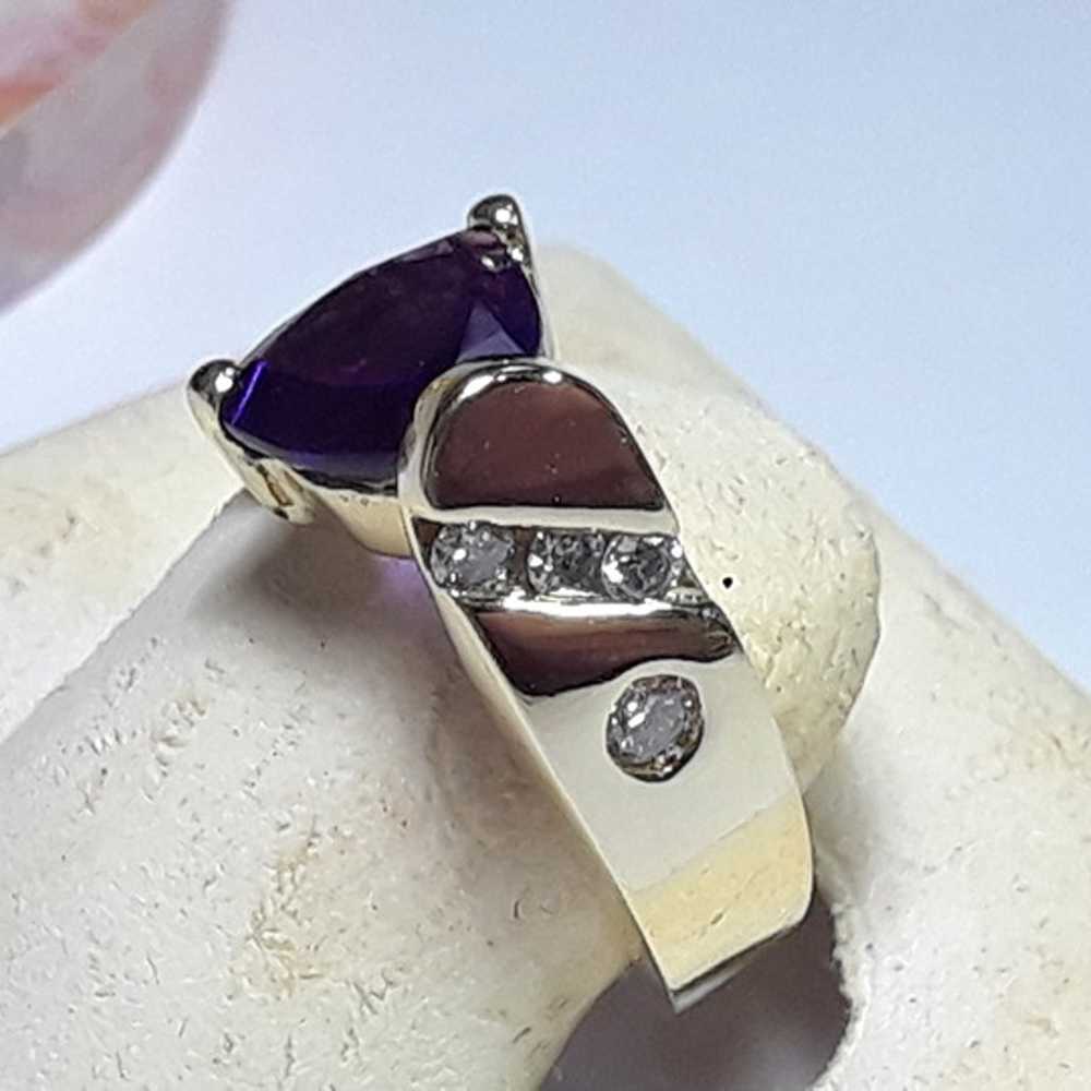 Estate 2ctw Trillion Amethyst & Rd Diamond Gypsy … - image 3