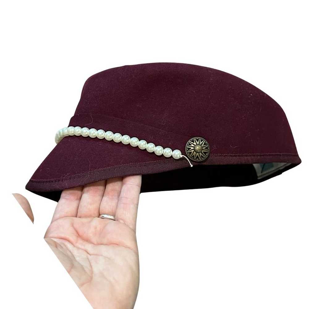 Vintage Betmar New York Pearl Maroon Hat - image 2