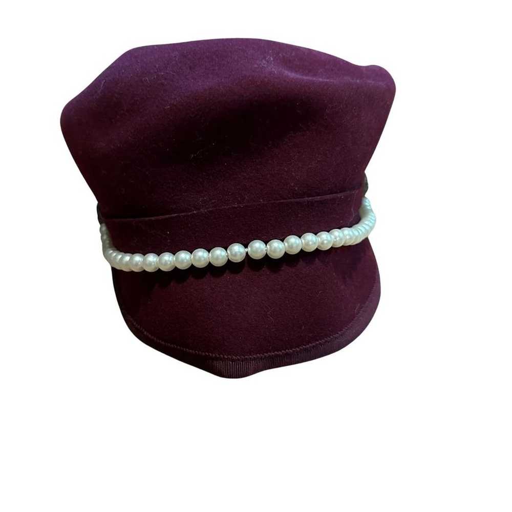 Vintage Betmar New York Pearl Maroon Hat - image 4