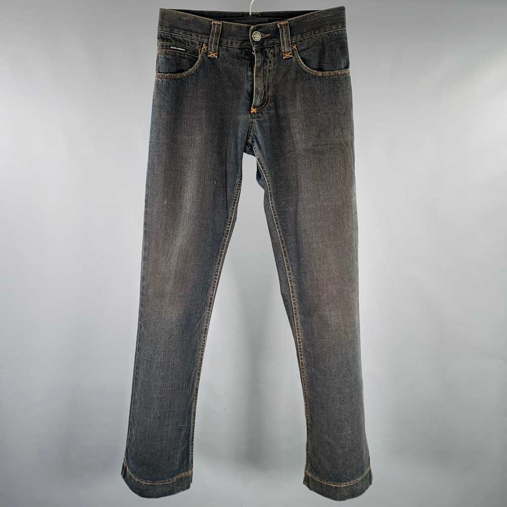 Dolce & Gabbana Grey Contrast Stitch Cotton Jeans - image 1