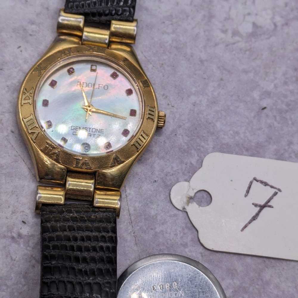 Vintage Adolfo gemstone quartz watch, needs batte… - image 1