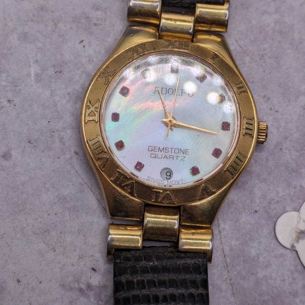 Vintage Adolfo gemstone quartz watch, needs batte… - image 2