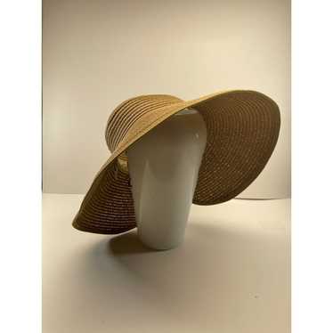 Vintage Women Straw Sun Hat Beige Tan Hat Beach W… - image 1