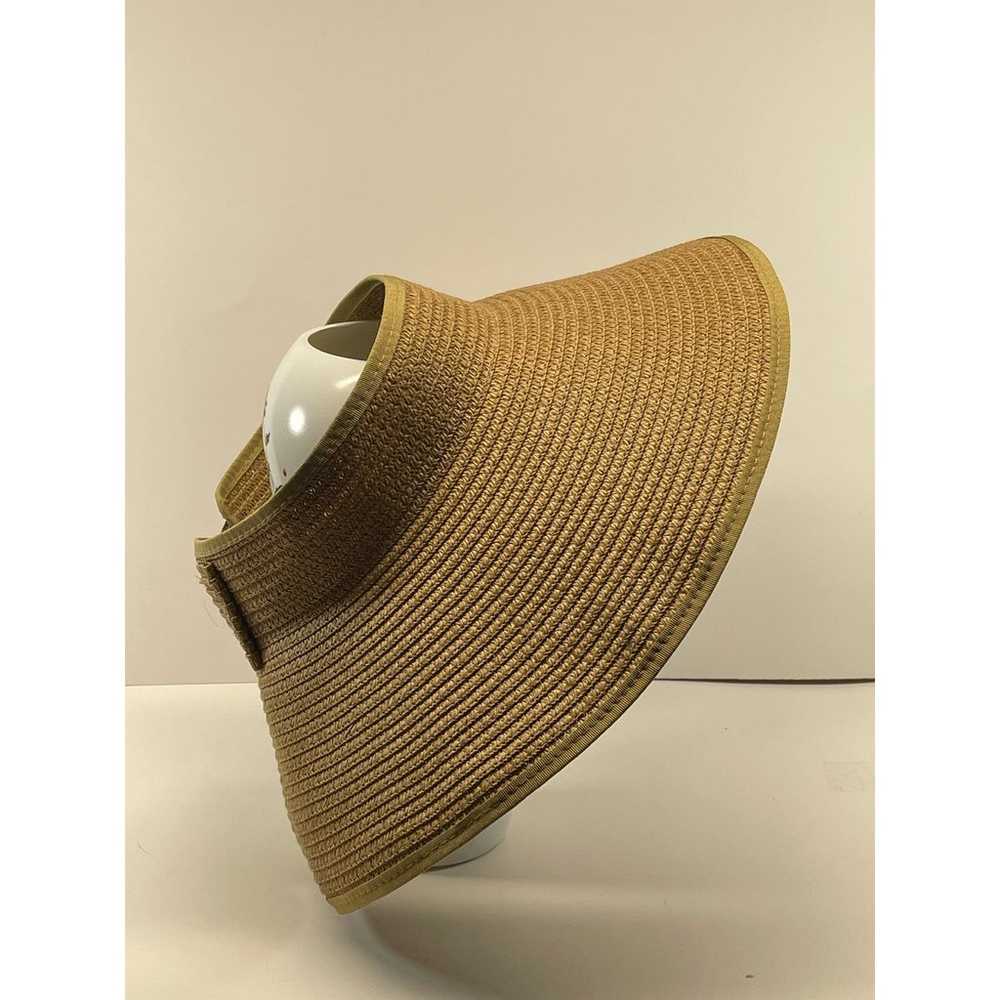 Vintage Women Straw Sun Hat Beige Tan Hat Beach W… - image 2