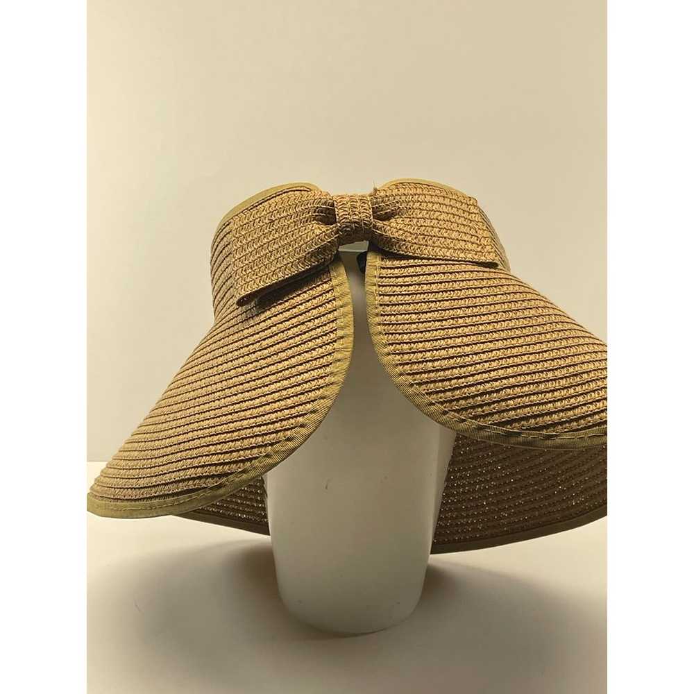 Vintage Women Straw Sun Hat Beige Tan Hat Beach W… - image 3