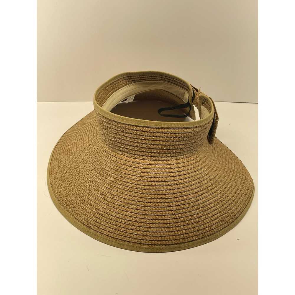 Vintage Women Straw Sun Hat Beige Tan Hat Beach W… - image 6